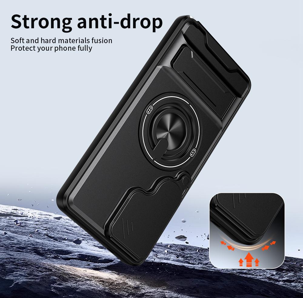 KEYSION Магнитный чехол для телефона для Samsung Galaxy S23 S24 Ultra S24+ S23 FE Защита камеры со сдвижной крышкой Вертикальная подставка Кольцо Ударопрочный чехол