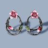 High Quality Sweet Temperament Handmade Enamel Flower Hollow Earrings Ladies Silver Romantic Flower Jewelry