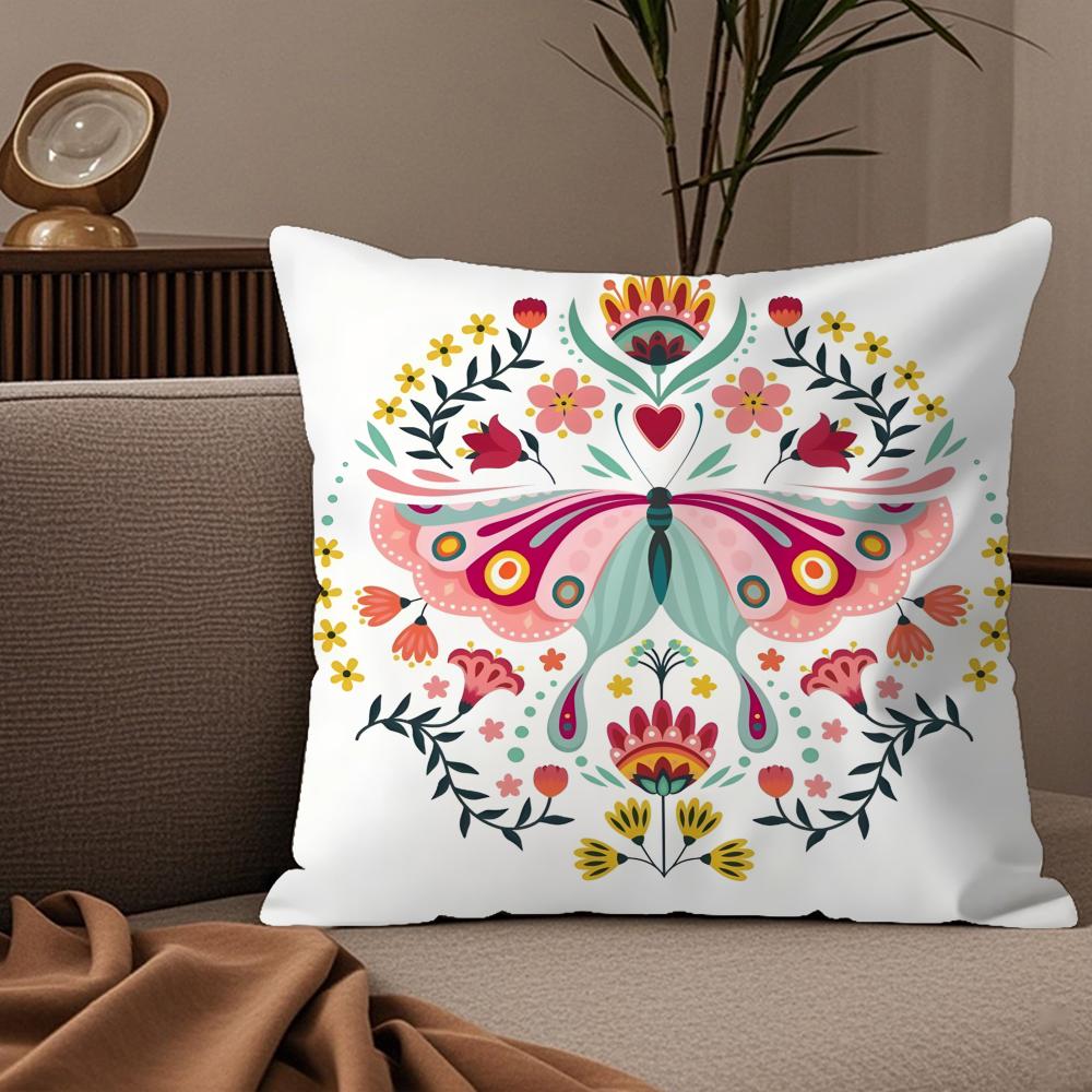 fashing plant and insect home prints Pillow Case Silky elegant Comfort Sofa Bed Invisible zipper
