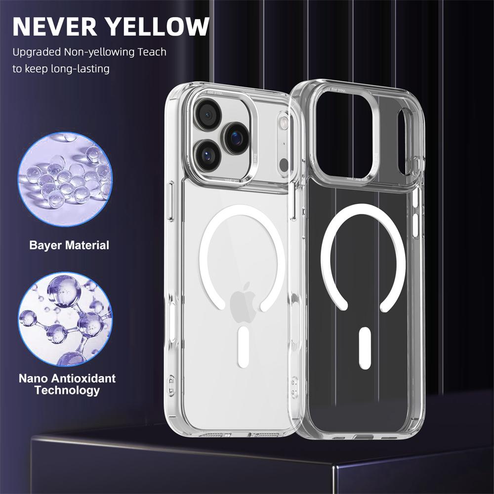 Anti-Yellow Strong Magnetic Case for iPhone 17 Pro Max Air 16 15 14 13 12 11 for Magsafe Shockproof Wireless Charging Cover