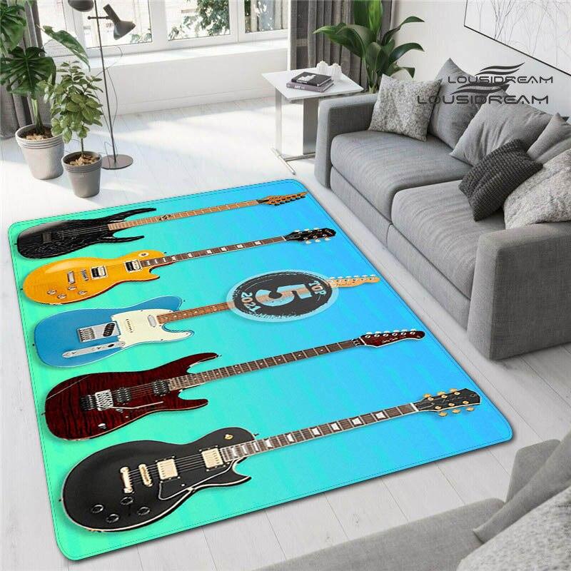 Красочные гитарные 3D печатные ковры для гостиной, нескользящие коврики, прикроватная тумбочка для спальни, современное украшение для дома, моющиеся напольные коврики