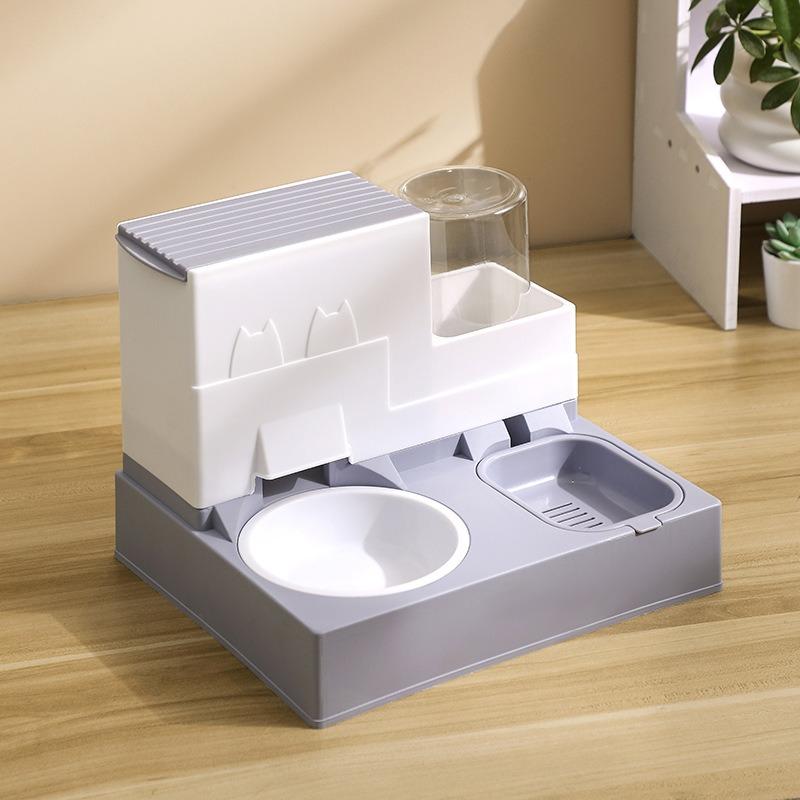 Cat Bowl Double Bowl Automatic Drinking Automatic Feeder Cat Food Bowl Dog Food Bowl Drinking All-in-One Cat Food Bowl