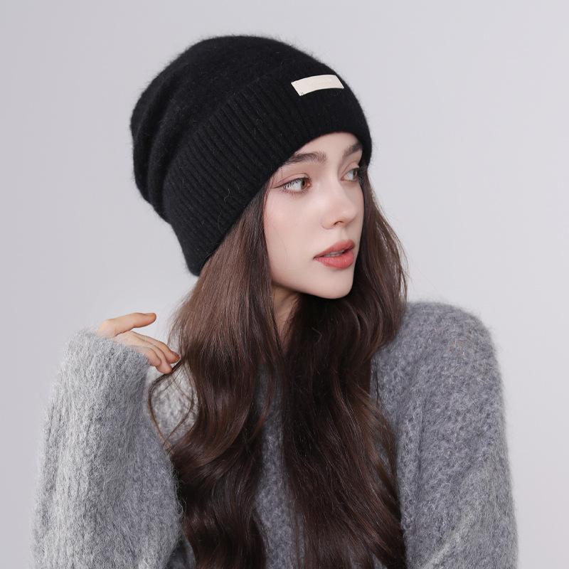 New Hat Women'S Winter Knitted Wool Hat Solid Color Versatile Warm Protection Wool Knitted Stacking Hat Cold Hat