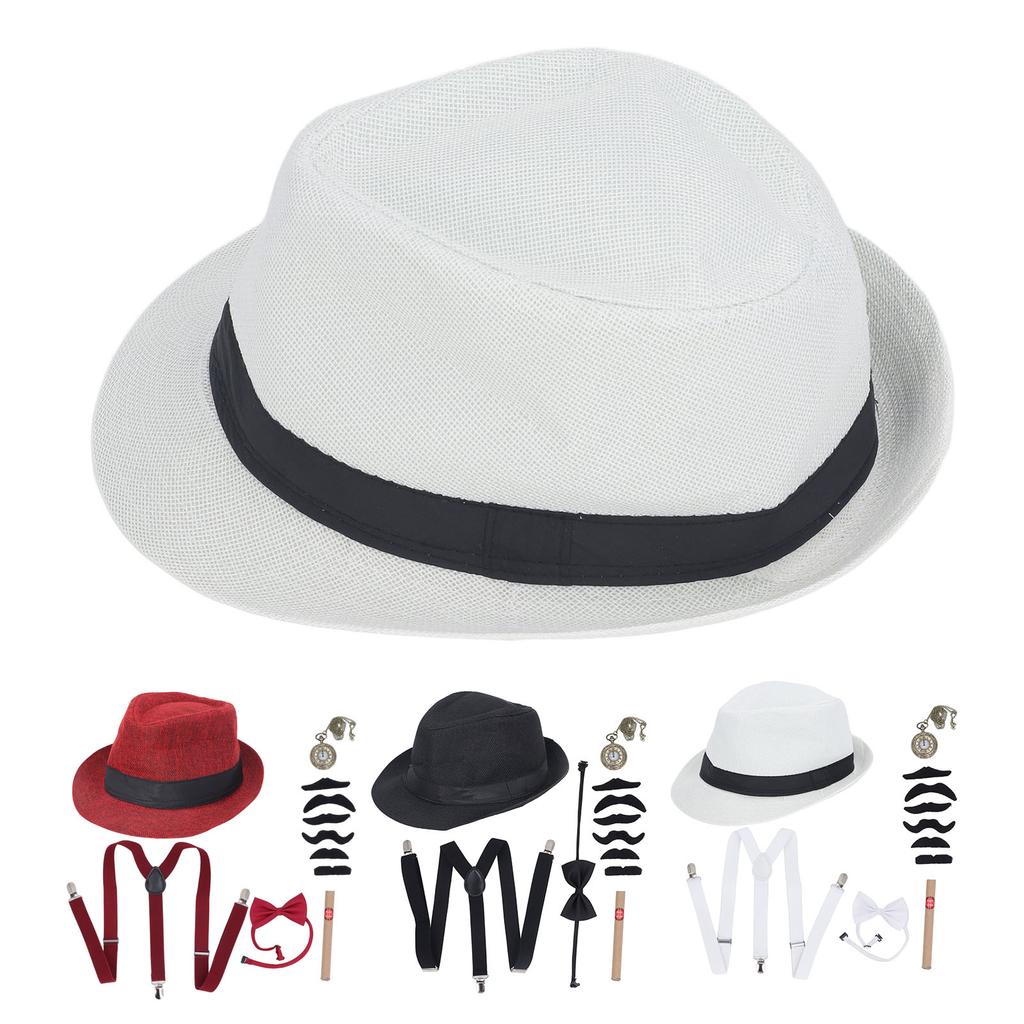 Костюм дедушки 1920-х годов, комплект со шляпой, карманными часами, поддельными сигарами, подтяжками, бородой, галстуком-бабочкой, 100 дней