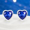 Romantic Ocean Heart Stud Earrings Women's Fashion Heart-Shaped Earrings Light Luxury All-Match Blue Crystal Earrings