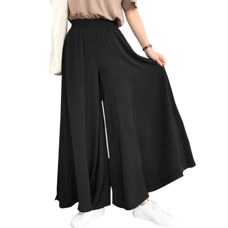 Women's Loose Elastic Waist Wide Leg Big Hem Beach Trousers