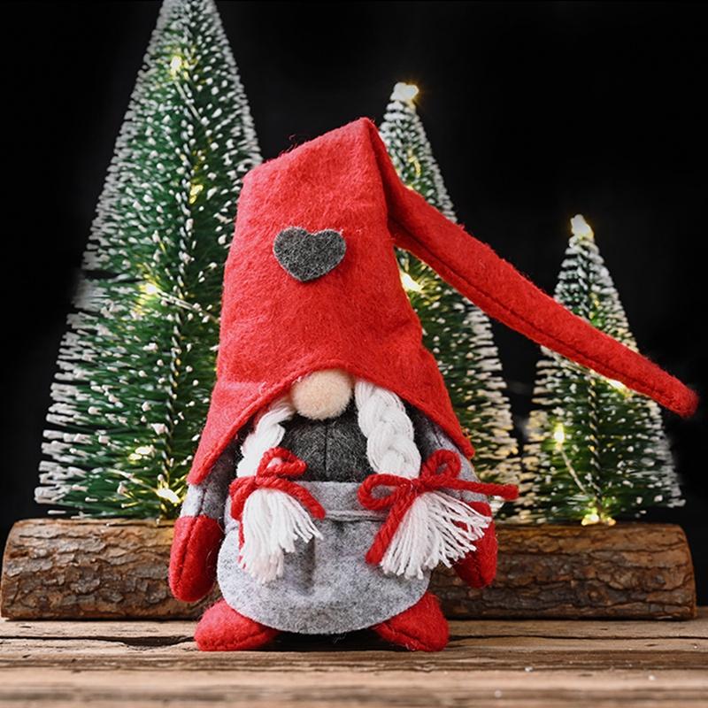 Christmas Faceless Gnome Doll Handmade Swedish Santa Gnome Plush Christmas Ornaments Decoration