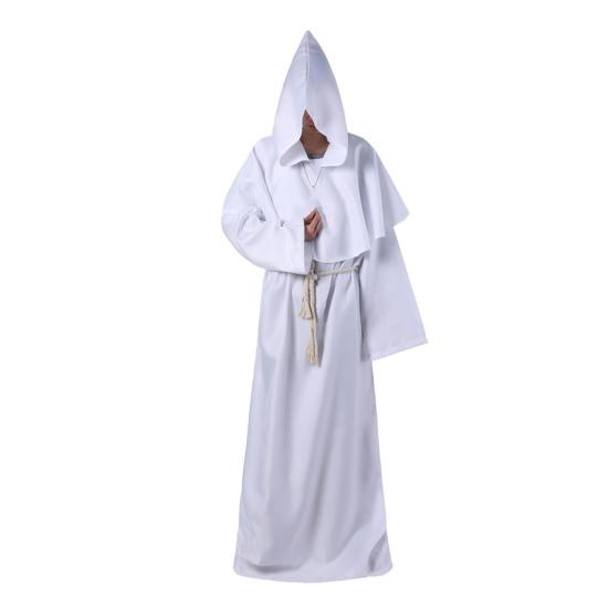 1 комплект, костюм для косплея на Хэллоуин, халат, пояс, ожерелье, комплект с капюшоном и длинными рукавами, средневековый монах, ведьма, пастор, вечерние представления, ролевой костюм