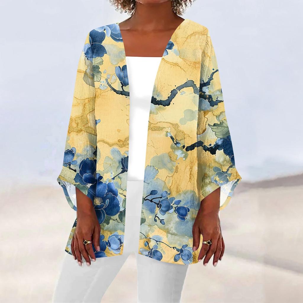 Женская повседневная модная легкая куртка средней длины с принтом, кардиган