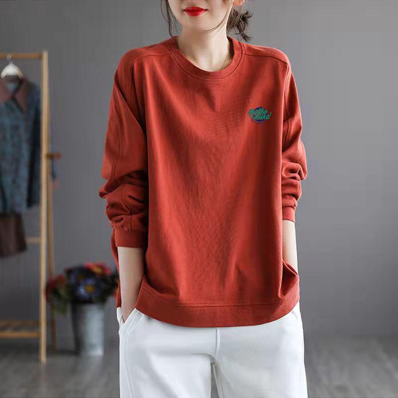 Женская толстовка-свитер весна-осень корейская версия универсальный топ длинный рукав свободная утягивающая футболка