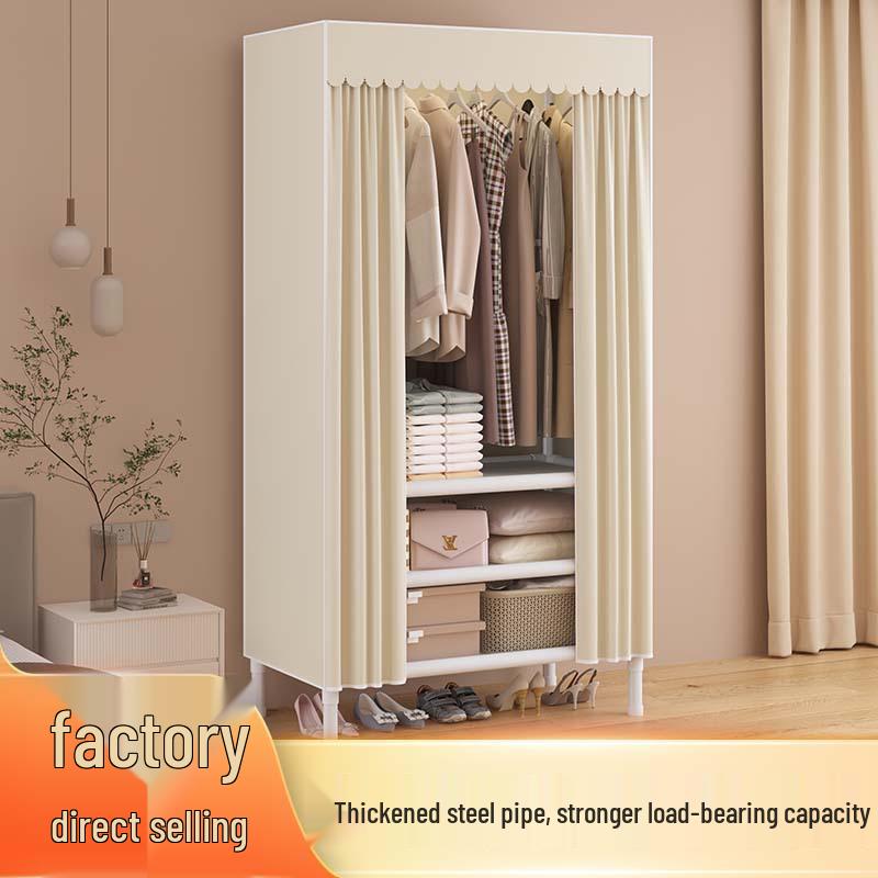 Sturdy Polyester Fabric Wardrobe with Reinforced Steel Pipes