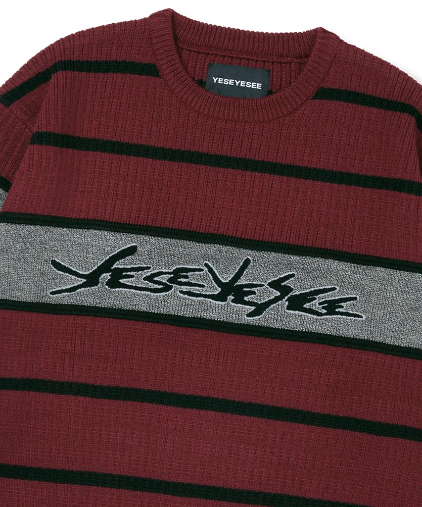 YESEYESEE Tenga X Y.E.S Stripe Knit Pullover Burgundy