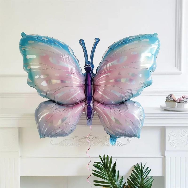 Большие бабочки из алюминиевой фольги, разноцветные бабочки, воздушные шары, украшения для вечеринки, дня рождения, детские игрушки, декор для вечеринки