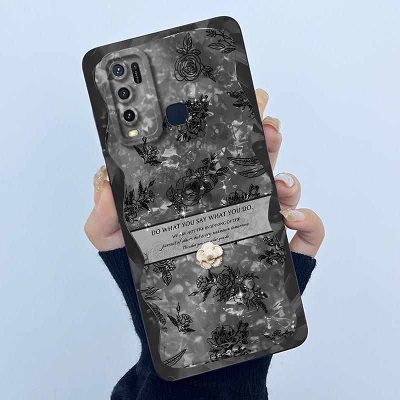 Чехол для телефона Vivo Y30 Y 50 Vivo 1938 1935 Чехол Модный Простой Цветочный Мягкий Жидкий Силиконовый Корпус Для Vivo Y 30 Y50 Fundas