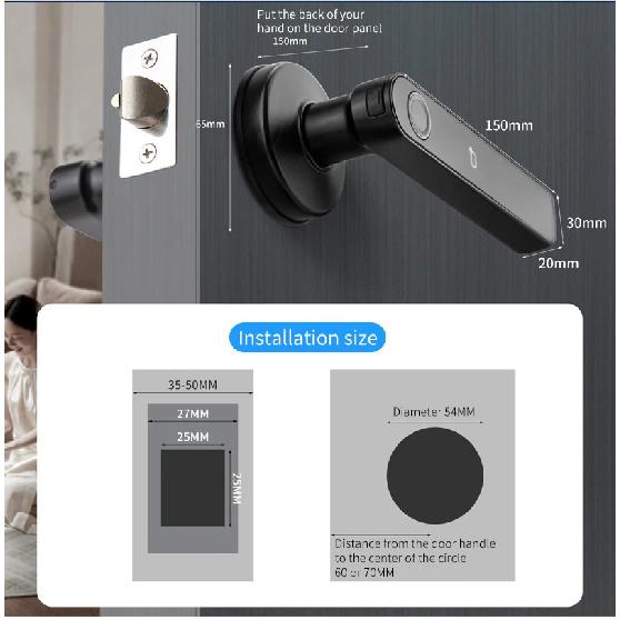 Q50 Bluetooth tuya Door Knobs Fingerprint Lock Handle Door Entrance Passage RFID CardLock With Key Password Lock IP65 waterproof