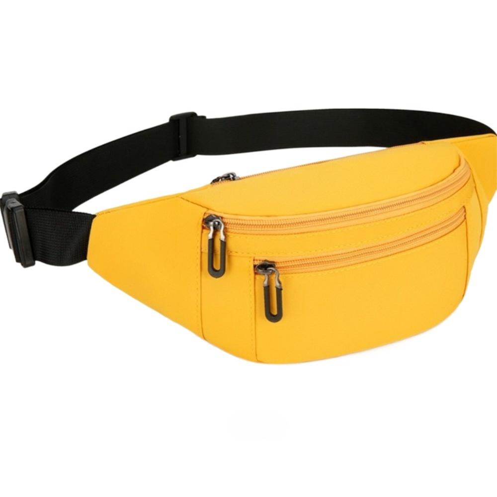 Solid Color Sports Fanny Pack Waterproof Mobile Phone Bag Fashion Oxford Waist Bag Outdoor