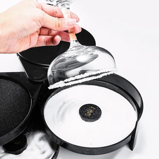 Glass Rimmer Food Grade Smooth Edge Multi-layer Dustproof Rotatable Multipurpose Plastic 3-Tier Bar Glass Cocktail Sugar Salt Rimmer Kitchen Supplies