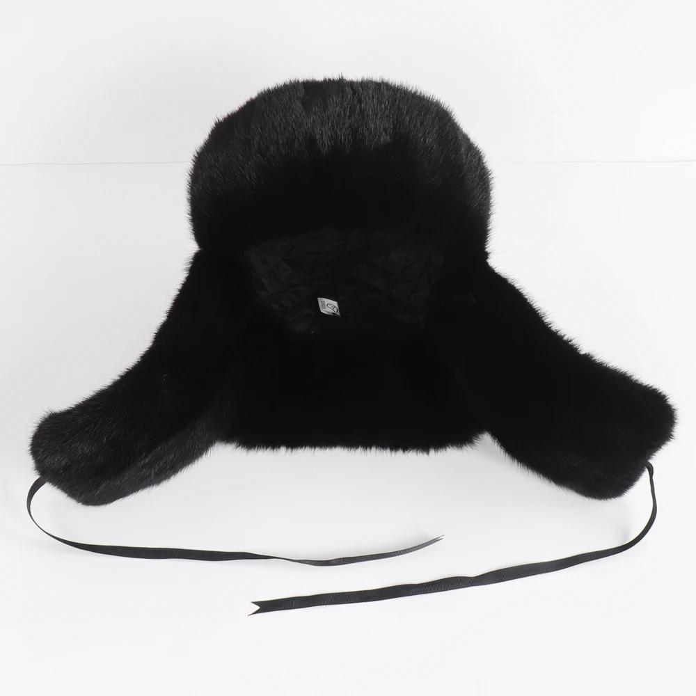 Новые зимние мужские уличные шапки-бомберы из натурального меха норки, мужские супертеплые 100% натуральные норковые шапки, роскошные мужские шапки из натуральной овчины