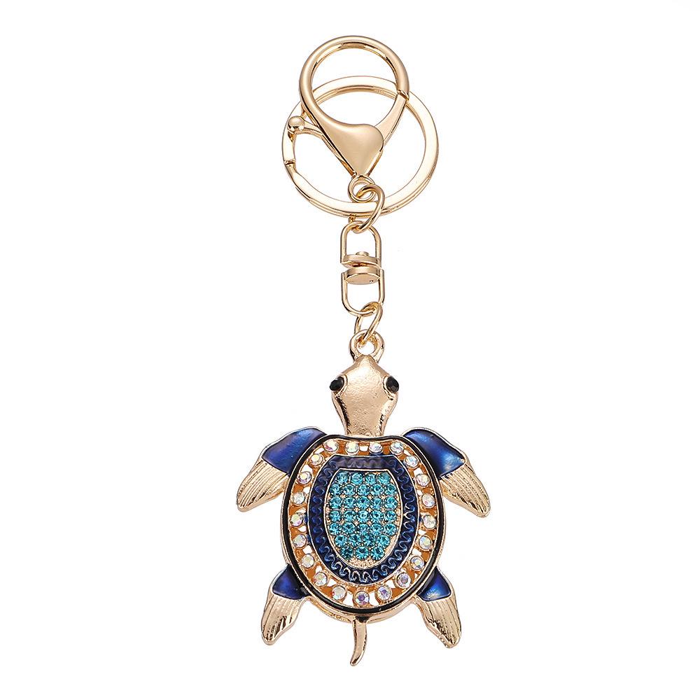 Креативный брелок-черепаха со стразами: Милый мультяшный брелок-черепаха, блестящий металлический кулон