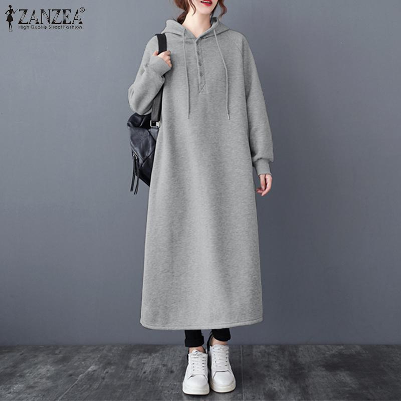 ZANZEA Женские повседневные толстовки с капюшоном с длинным рукавом на осень-зиму