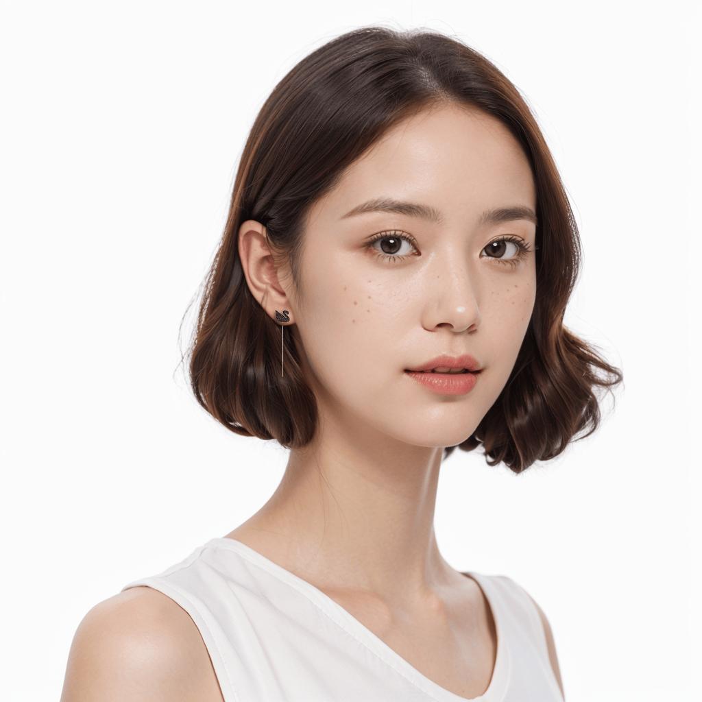 Swarovski Swan Asia Эксклюзивная коллекция Иконические серьги-гвоздики 'Лебедь' с покрытием из розового золота, со стразами, женские серьги, черный 5351805