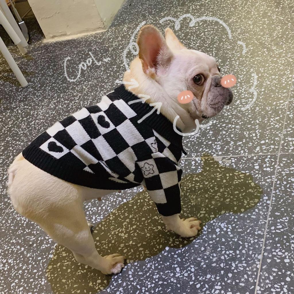 Домашние животные клетчатый свитер одежда собака кошка бульдог нижняя часть пальто толстая собака свитер шнауцер котенок зимний свитер одежда для щенков