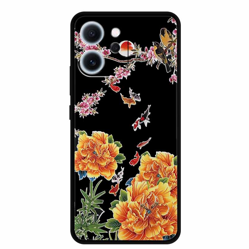 Cartoon Phone Case For Oppo Reno15 F Soft TPU Silicone Protector Relief Flower Emboss 3D Cover Funda Reno15F 15F Bumper Shield