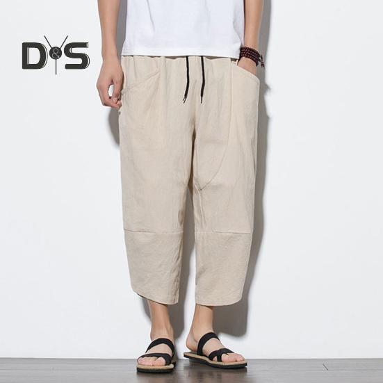 Дышащие мужские летние брюки, однотонные шикарные повседневные мужские летние брюки