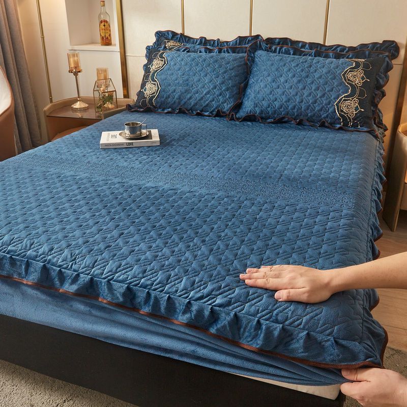 Стеганая фланелевая простыня на резинке, очень мягкая, теплая для односпальной двуспальной кровати, очень толстая, впитывающая пот, дышащая