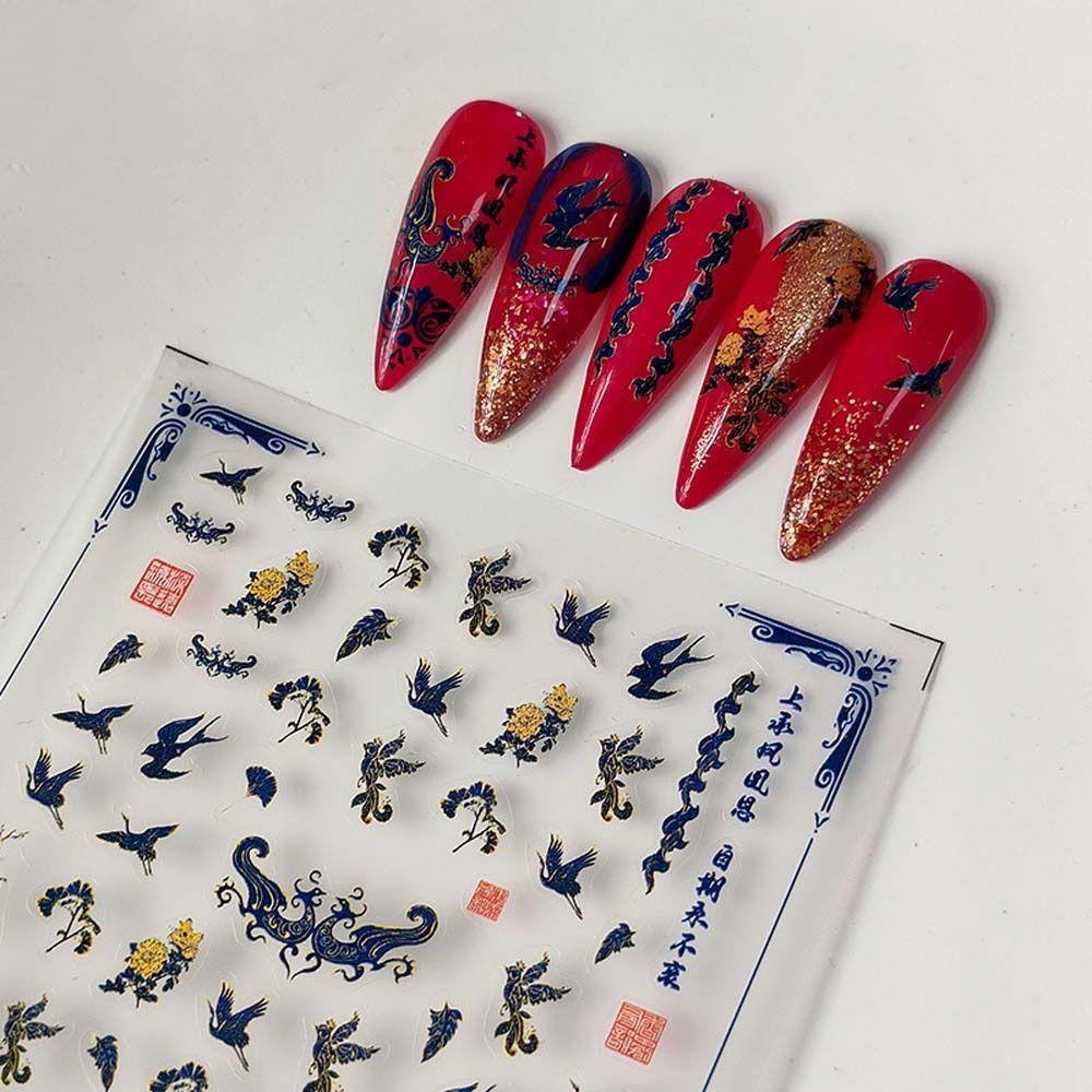 Весенний фестиваль, китайский дракон, новогодние наклейки для ногтей, китайские украшения для дизайна ногтей, маникюрный салон