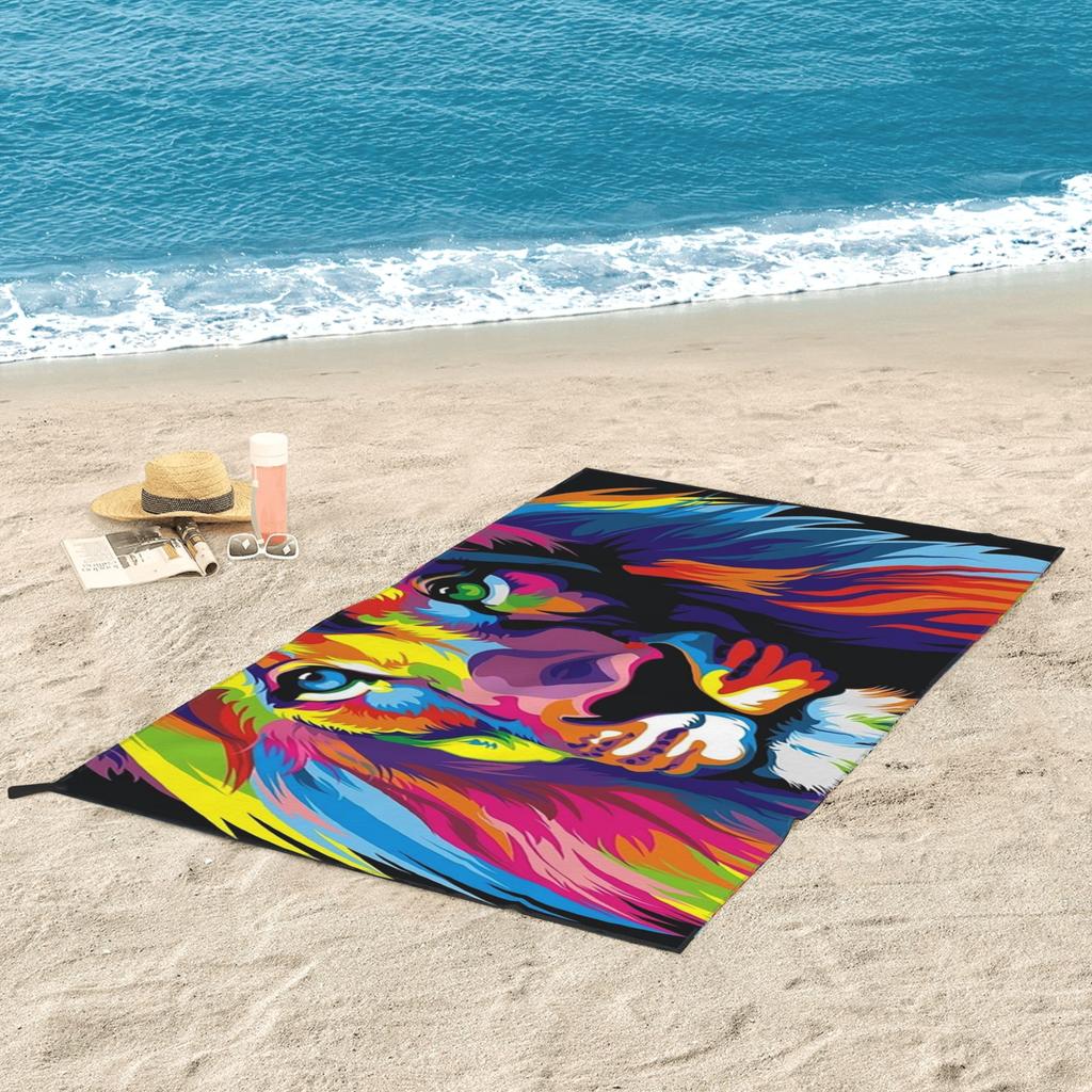 Banksy Rainbow Lion Graffiti Pop Art Painting Beach Towel Soft Microfiber Quick Dry Absorbent Quick Towels For Bath