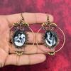 Серьга из бирюзы белого бизона серьга с драгоценным камнем, обернутая медной проволокой медные украшения серьги ручной работы подарки на годовщину украшения с обмоткой из проволоки