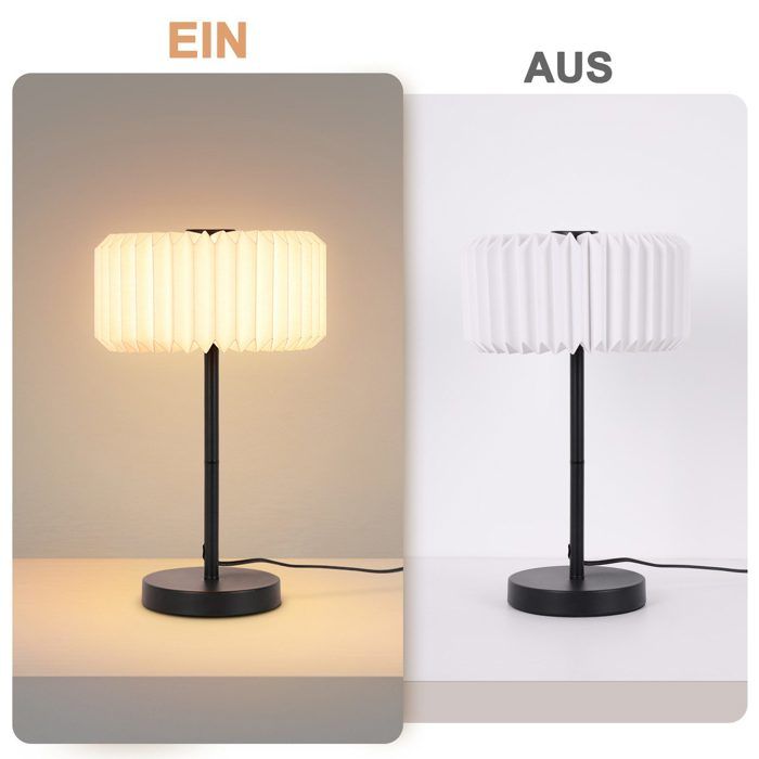 Lampe de table NETTLIFE Abat-jour papier Noir Métal