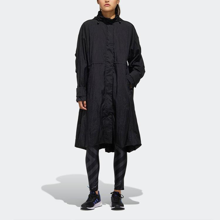 Adidas Женская легкая тканая длинная куртка черного цвета для женщин в уличном стиле FM5184