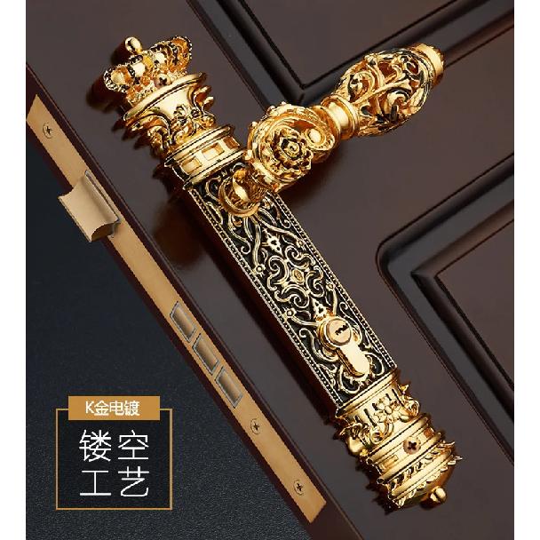 85mm All copper Hollow out  mute door lock indoor wooden door lock handle lock room door lock European luxury style villa lock