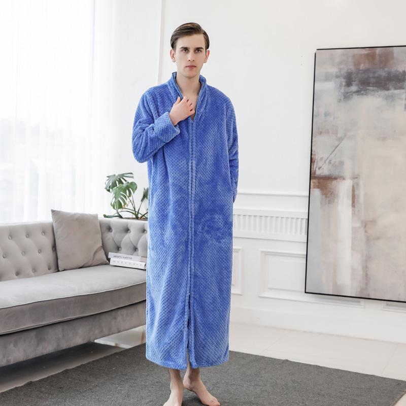 Фланелевый халат для пар: Утолщенная, Удлиненная, Большого размера ночная рубашка для мужчин и женщин