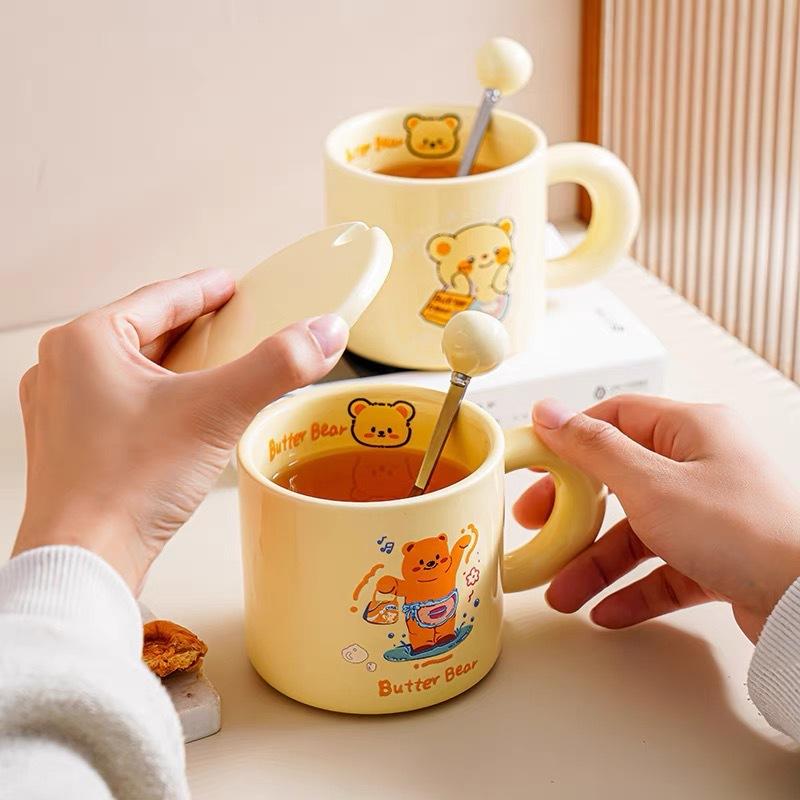 Милая керамическая кружка Butter Bear, практичный подарок на день рождения для друзей, сестер и лучших подруг