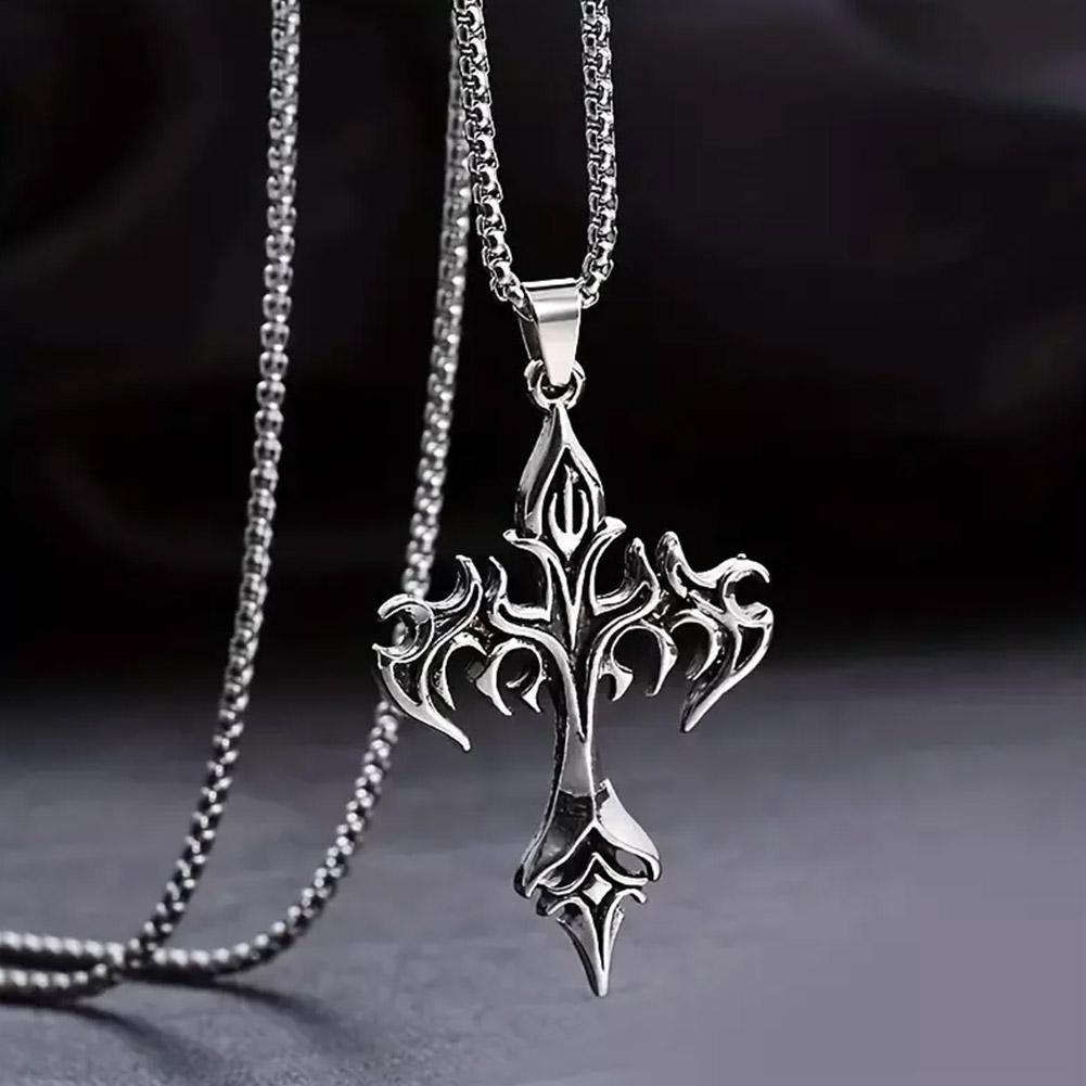 Хип-хоп ожерелье с подвеской в виде креста, уникальный дизайн, мода для женщин, мужчин, подарок, готика, сталь Je R6V2