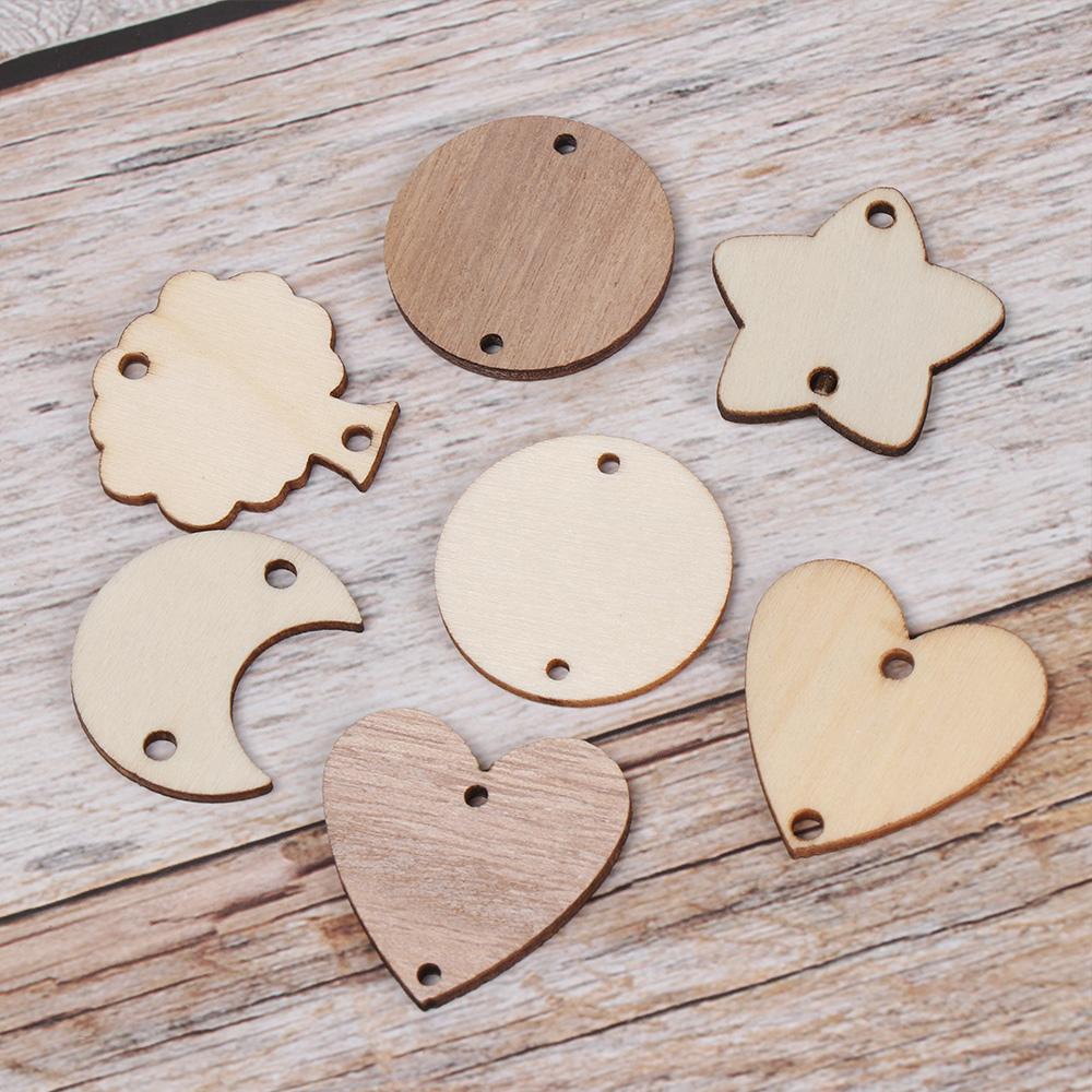 Holes Ring Clips Embellishments Wood Slices Wooden Circle Discs Tags Plaque Board Hanging Label