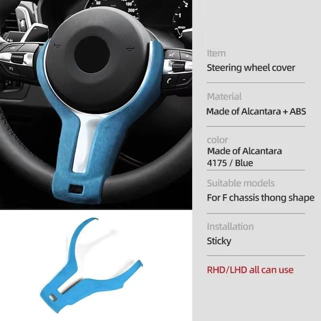 For BMW F20 F21 F23 F30 F32 F34 F36 F39 F15 F16 F10 F48 Made of Alcantara Car Interior Steering Wheel Trim Cover ABS Accessories