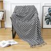 Knitted Throw Blanket with Tassels Houndstooth Check Soft Warm Cozy Lightweight Couch Cover Bedspread Decorative Blanket for Sofa Bed Couch Settee