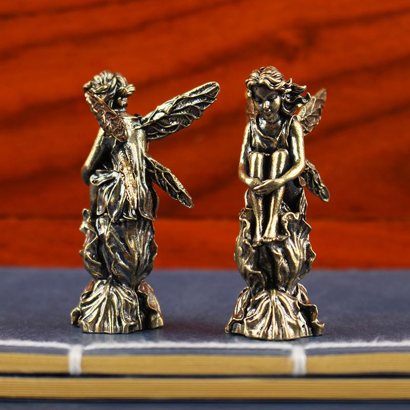 Ретро Медь Бог Любви Купидон Статуя Маленькие Украшения Латунные Фигурки Ангелов Аксессуары для Домашнего Декора