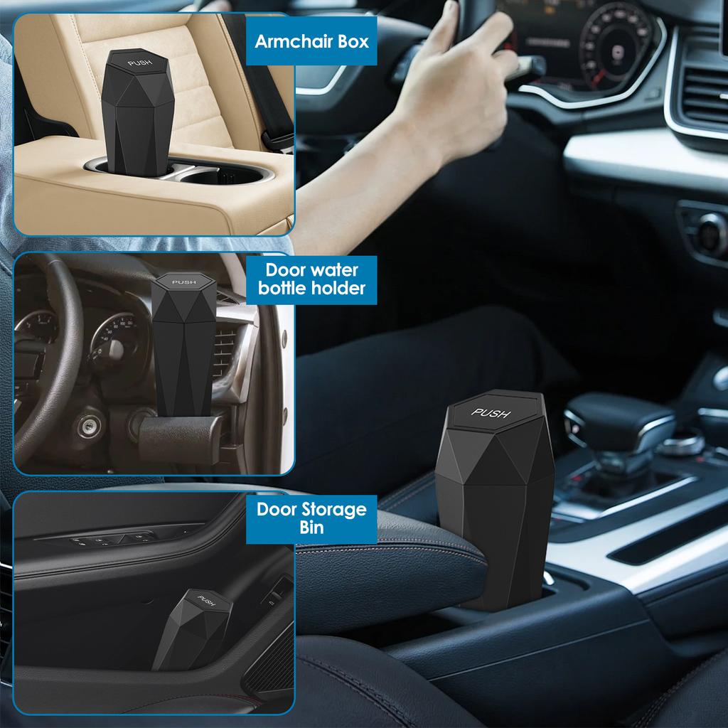 2 шт. Автомобильные мусорные баки в форме ромба, мини-мусорное ведро 550 мл, герметичная маленькая мусорная корзина с крышкой, аксессуары для салона автомобиля