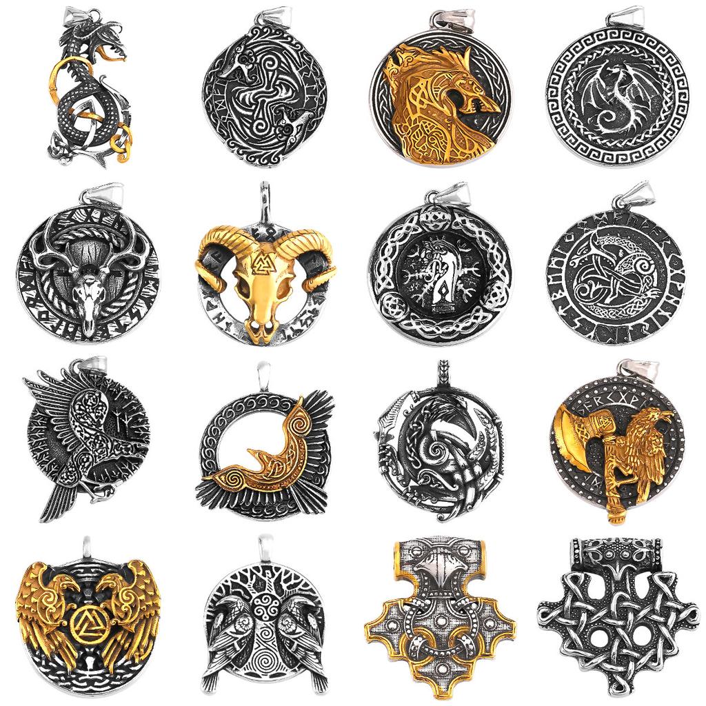 Скандинавский Викинг Ворон Дракон Животное Ожерелье Различные Мужские Амулет Одина Подвеска Нержавеющая Сталь Мода Винтажные Украшения