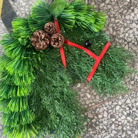 Рождественский венок Yousheng, венок из конской головы с искусственной зеленью из сосновых шишек, гирлянда из конской головы для украшения стены входной двери и камина