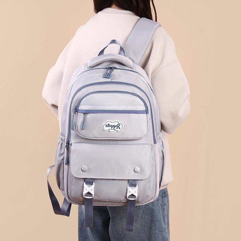 Children's Schoolbag Solid Color Women's Large Capacity Backpack Water-Repellent Backpack Student Backpack