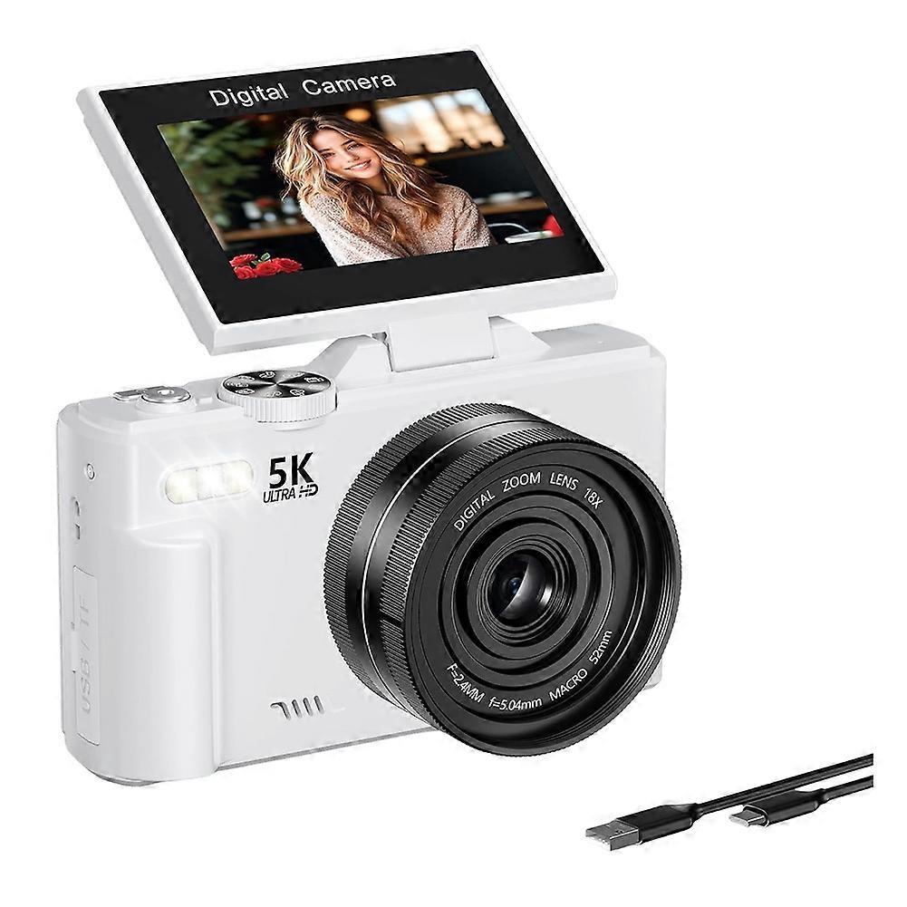 5K Digital Camera Autofoucs WiFi Vlog Camera with 180° Flip Screen, Compact P ography Camera for Beginner, Teens B