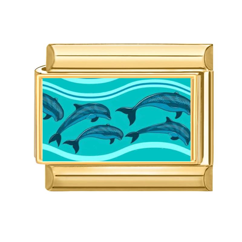 Винтажная морская серия: Морская звезда, Ракушка, Краб, Раковина, Хвост рыбы, Золотой цвет, Итальянский шарм-звенья, Подходит для браслета из нержавеющей стали 9 мм, Сделай сам