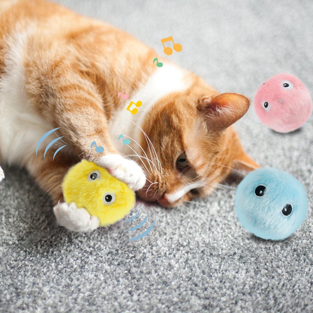 Cat Interactive Ball Smart Pet Cat Toys Plush Electric Catnip Training Toy Kitten Touch Sounding Pet Product Squeak Toy Ball