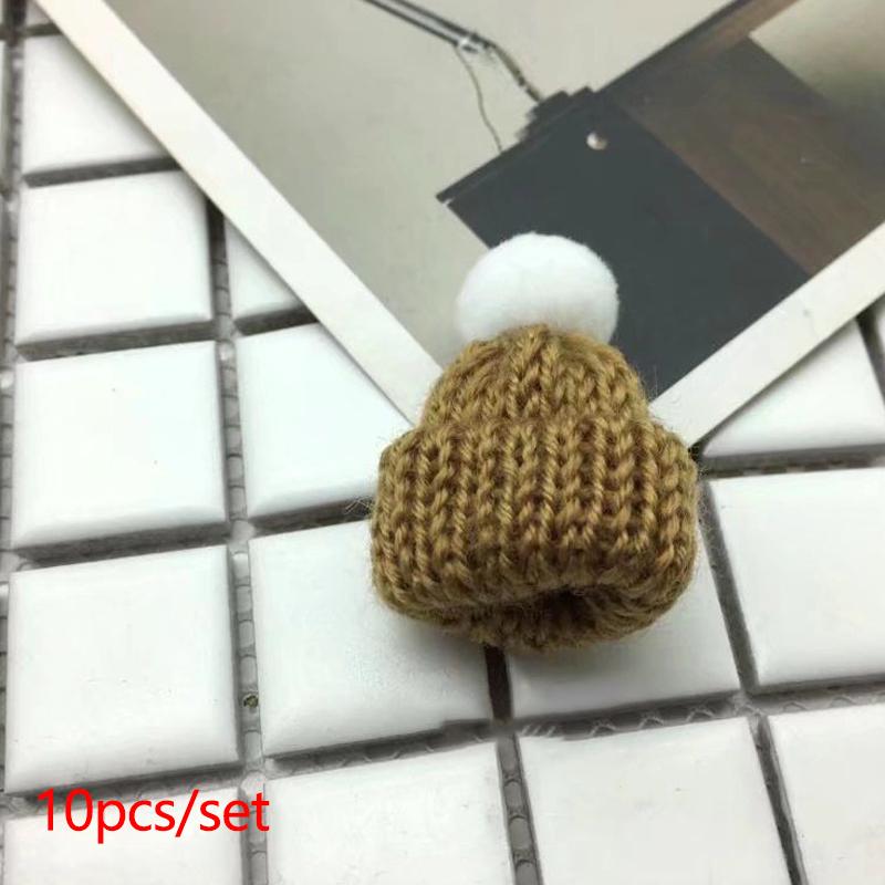 10pcs Cute Christmas Knitted Hat Ornament Mini Knitted Little Beanies Handwoven Decorative Small Hat
